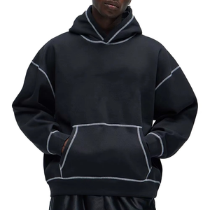 เสื้อ2025ผ้าฝ้าย100% ของผู้ชายเสื้อฮู้ดทรงหลวมแบบสวมหัวมีฮู้ดผ้าฟลีซระบายอากาศได้ดีโลโก้ตามสั่งสำหรับใส่วิ่งบนถนน - Product Image 1