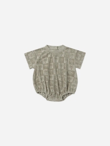 Relaxed Palm Jacquard <strong>Towelling</strong> Bubble Romper Baby Oversize Short Sleeve Baby <strong>Onesie</strong> - Product Image 6