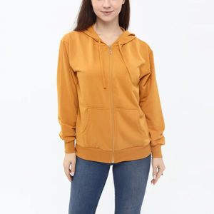 Sudadera con Capucha de Invierno para Mujer, a la Moda, de Manga Larga, con Cierre, Gruesa, 100% Algodón, Felpa Francesa, Personalizable - Product Image 1