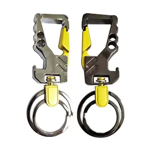 Hete Multifunctionele Metalen Auto Sleutelhanger Zware Flesopener Auto Sleutelhanger 2 Metalen Edc Auto Sleutelhangers Sleutelhangers