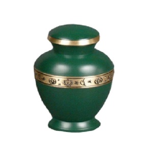 Urne souvenir de crémation en laiton de haute qualité avec bande gravée en or noir et couleur blanche finie pour les cendres humaines-Fourniture funéraire - Product Image 2