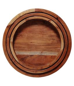 Bandeja redonda de madera para servir, Juego de 3 platos a precio mayorista de ZAM IMPEX - Product Image 4