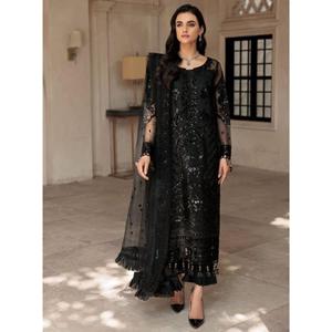NOIR VELOURS pakistanais taille personnalisée femmes musulmanes robe avec broderie impression conception robe pakistanaise pour les femmes WS INTERNATIONAL - Product Image 2