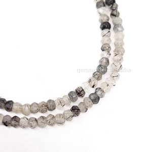 Collar de Cuentas Facetadas de Cuarzo Rutilado Negro con Cierre de Plata de Ley 925, Hecho a Mano, con Cuentas de Piedras Preciosas, Joyería de Moda al por Mayor - Product Image 1