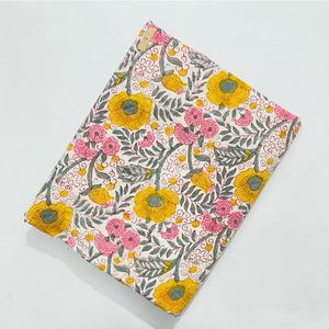 Bán Buôn 100% Bông Vải Mềm Hoa Tay Khối In Vải Cotton Chất Liệu Mùa Hè Váy Maxi Váy Làm Khối In Sân - Product Image 3