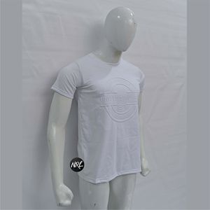 Camiseta de algodón 100% de alta calidad con cuello redondo para hombre, camiseta informal en relieve con logotipo personalizado, transpirable, ajuste regular, servicio OEM disponible - Product Image 5