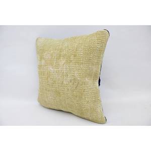 Subtle Striped Beige Wool 14x14 Inch Kantha Pillow Woven Luxury Decorative Cushion with <b>Vintage</b> Pattern for <b>Bedding</b> Floor Use - Product Image 3
