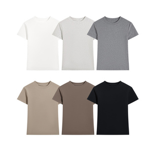 Camiseta de algodón con estampado de mujer gráfico personalizado ajustado con cuello redondo liso elástico negro para mujer camiseta de mujer para hombre - Product Image 2