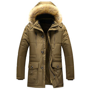 Chaqueta larga informal de invierno para hombre Parka deportiva con capucha acolchada de lona gruesa a la moda en estilo Hip Hop negro - Product Image 2