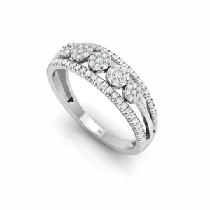 Anillo de Mujer con Diamantes Naturales de 40 Piedras en Oro de 14K, Chapado en Rodio, Corte Brillante Redondo, Certificado IGI - Product Image 1