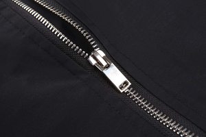 Blouson d'aviateur décontracté à fermeture éclair en gros couleur légère blouson d'aviateur en tissu 100% polyester noir vierge - Product Image 3