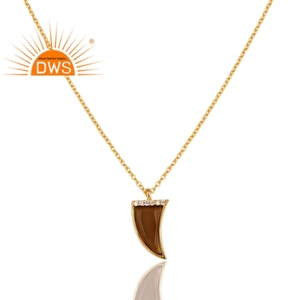 สร้อยคอจี้อัญมณีควอตซ์ธรรมชาติชุบทอง18K สำหรับผู้หญิง - Product Image 2