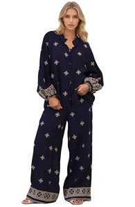 ชุดสายผ้าพิมพ์ลายสำหรับผู้หญิงชุดเลานจ์2ชิ้นแบบยั่งยืน - Product Image 4