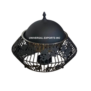 Olla decorativa de madera con tapa de diseñador, cazuela de mesa de forma redonda, diseñador clásico con estilo, nuevo calentador de alimentos de Metal - Product Image 3