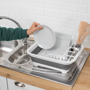 Estante de secado de platos de PP plegable para ahorro de espacio de cocina pequeña soporte de utensilios plegable para fregadero y encimeras tipo Plato - Product Image 6