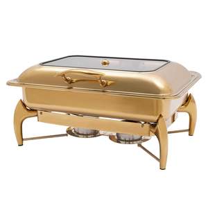 Serveur de buffet traditionnel arabe en acier inoxydable pour hôtels, restaurants et événements Rectangle cuivre fini - Product Image 3