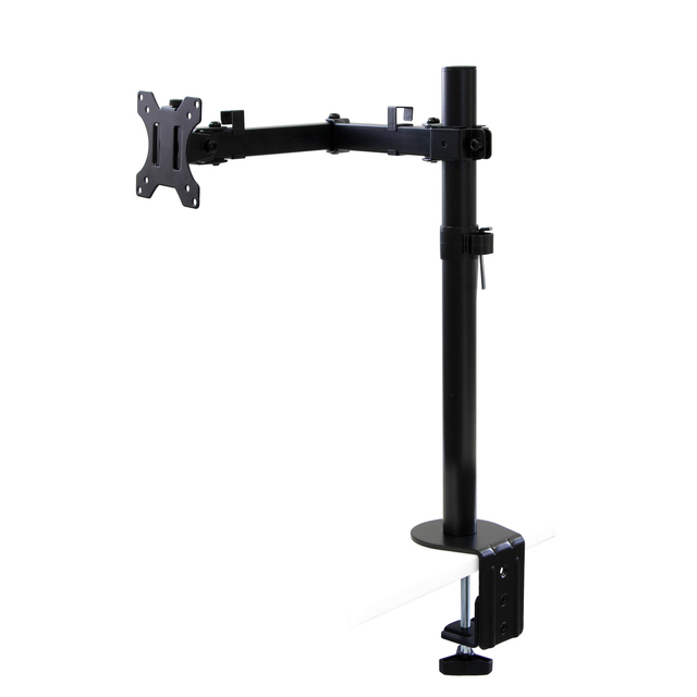 Emuca Simple Steel Monitor Arm Stand Black Painted with 360° Tilting and Rotating for Tables