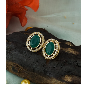 Pendientes de estilo étnico de calidad superior para mujer, Tops de diseñador, trabajo de diamantes coloridos, tachuelas de estilo indio, pendientes de aro Bali - Product Image 1