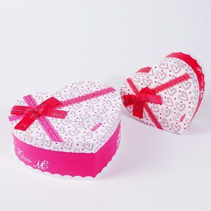 Baskılı Logo sert kağıt karton çikolata çiçek hediye ambalaj kapağı ve taban aşk kalp şekilli takı kutuları toptan - Product Image 2