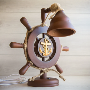 Wooden <b>Table</b> Lamp Nautical Style Steering <b>Wheel</b> High Quality Best Nautical Ship <b>Wheel</b> Handmade Decor - Product Image 1