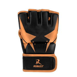 Gants de MMA en cuir pour l'exercice et les entraînements de boxe avec design flexible, fermeture auto-agrippante et grip antidérapant - Product Image 4