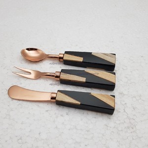 Juego de cuchillos para queso de acero inoxidable de estilo único, mango de resina y madera, mesa decorativa de alta calidad, cocina casera, restaurantes usados - Product Image 5