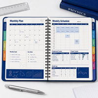 Agenda scolaire LABON personnalisé 2027 2028 STEM A5 B5, spirale, couverture rigide, onglets, autocollants, organiseur d'études, OEM, marque privée, carnet