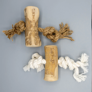Coffee Wood Dog Chew Toy Rope <b>Tied</b> Pet Teething Toy for Teeth Cleaning and Interactive Play - Product Image 6