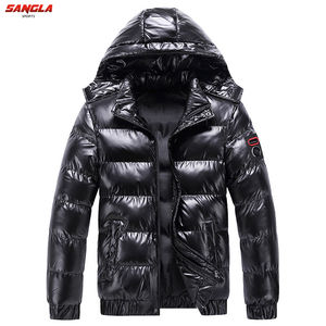 Veste matelassée d'hiver avec logo personnalisé pour hommes, vêtements d'extérieur en toile à col montant, style long, vente en gros de bouffées chaudes pour les activités de plein air - Product Image 3