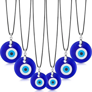 Exclusivo turco mal de ojo colgante collar vidrio cuero cuerda turco proteger suerte collar gargantilla amuleto regalo de Navidad - Product Image 1