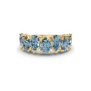 แหวนเพชรทรงหยดน้ำสีฟ้าไอซ์บลู น้ำหนัก 1.00 กะรัต ประดับเพชรแล็บโกรว์ 14K ทองคำแท้ สีฟ้าไอซ์บลู ความสะอาดระดับ VS พร้อมเพชรทรงหยดน้ำ 7 เม็ด ประกายระยิบระยับ - Product Image 2