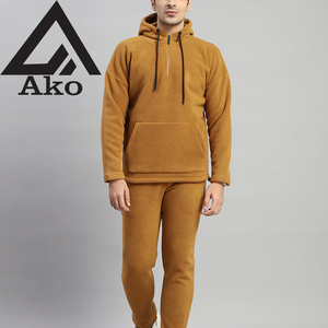 ชุดวอร์มผ้าฟลีซแบบยูนิเซ็กซ์ สไตล์อเมริกัน พร้อมโลโก้สั่งทำ สำหรับฤดูหนาว แบบมีฮู้ดครึ่งซิป พร้อม Ako - Product Image 1