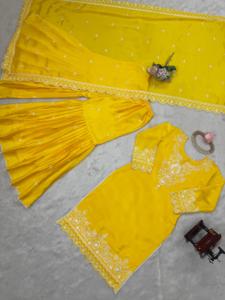 ชุดผ้าไหมที่สวยงามสำหรับผู้หญิงชุดปาร์ตี้ salwar kameez ด้านบนล่างและชุด dupatta พร้อมด้ายและงานปักเลื่อม - Product Image 3