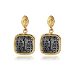 Boucles d'oreilles à clous de style ancien Néfertiti, style égyptien, vente en gros, fabrication artisanale turque, bijoux en argent sterling 925 - Product Image 1