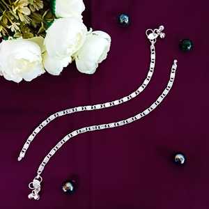 Indian Bridal <b>Anklet</b> Bracelet <b>Silver</b> Plated Wedding Payal Bell Charms Tassel Chain <b>Anklet</b> Indian Manufacturer Wholesale Jewelry - Product Image 2