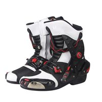 Bottes de course de moto d'extérieur Chaussures de motocross pour hommes Bottes en cuir imperméables pour motards