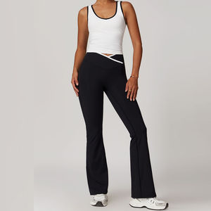 Hot Selling <b>Yoga</b> Set for Women Slim Fit <b>Yoga</b> Vest Tops and Tight High Waist <b>Flared</b> <b>Leggings</b> 2 Pcs Set Workout Sportswear Suit - Product Image 3