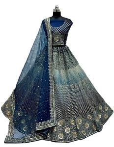 Nouveau filet de mariée exclusif brodé et paillettes et Doris brodé semi-cousu Lehenga Choli pour les femmes - Product Image 1