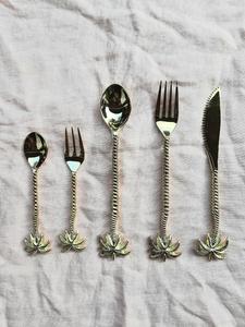 hot sale Silver Cutlery <b>Set</b> Stainless Steel <b>Flatware</b> <b>Set</b> with round handle Dinnerware <b>Set</b> mirror polished Cutlery For Hotel - Product Image 3