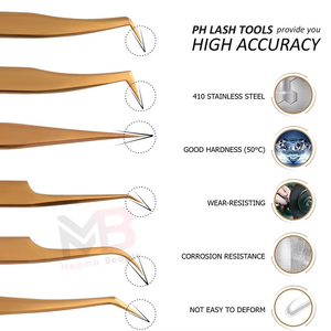Pinzas para Extensión de Pestañas de Acero Inoxidable Hechas a Mano de Buena Calidad y Fáciles de Usar, Servicio OEM de Magma Beauty - Product Image 4