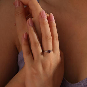 Jeulia Rhodium Plated Sterling Silver Three Stone <b>Alexandrite</b> <b>Ring</b> - Product Image 5