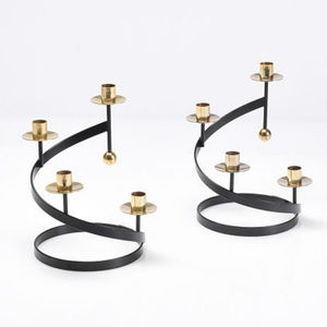 Lot de 2 bougeoirs, bougeoirs décoratifs au design moderne, bougeoirs couleur noir fer pur de haute qualité, fournisseurs indiens - Product Image 1