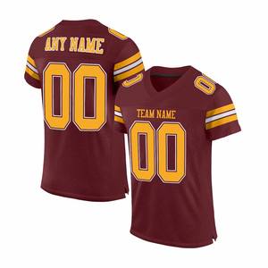 เสื้อฟุตบอลสำหรับผู้ชายเสื้อออกกำลังกายแขนสั้นคอวีสีน้ำตาลแดงเสื้อเจอร์ซี่ทีมอเมริกันฟุตบอล - Product Image 3