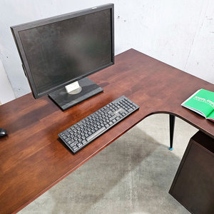 Bureau d'angle en forme de L 140x120cm avec base de rangement et système de pieds en bois de caoutchouc CONE HBCO059 - Product Image 6