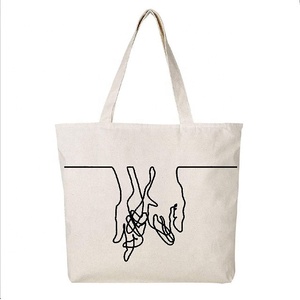 GOTS, marca certificada, compras promocionales para mujeres, venta al por mayor, liso, útil, gran capacidad, bolsa estampada de algodón con cordón - Product Image 1