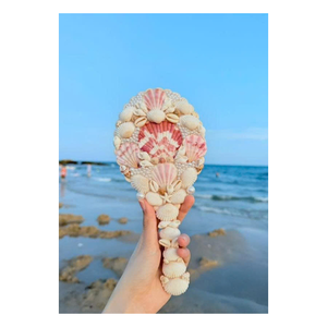 Espejo de concha real para uso en bolsos, perfecto para belleza en movimiento, retoques cosméticos y colecciones de regalos temáticos tropicales - Product Image 6
