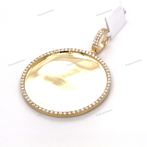 Elegante 18K chapado en oro amarillo corte redondo VVS1 Moissanite S925 plata esterlina personalizado Semi Iced Hip Hop colgante para raperos - Product Image 1