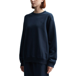 Jersey de mujer de cuello redondo de invierno con logotipo personalizado, sudadera impermeable de lana de algodón 100% negra de manga larga de gran tamaño de alta calidad - Product Image 2