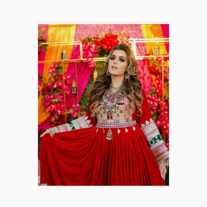 Ensemble de costume afghan nouveau design avec broderie et imprimé floral en organza Dupatta pour dames d'Inde - Product Image 5