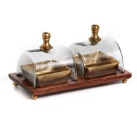 Support à gâteau unique à double niveau Dôme en verre Plateau de présentation à dessert pour fête de mariage Anniversaire Plateau pour assiette à beurre Outils de service à gâteaux